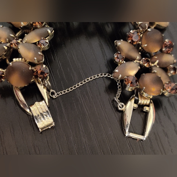 Vintage Confirmed Juliana Spectacular Glowing Frosted Topaz Silk Glass Bracelet - Picture 8 of 14